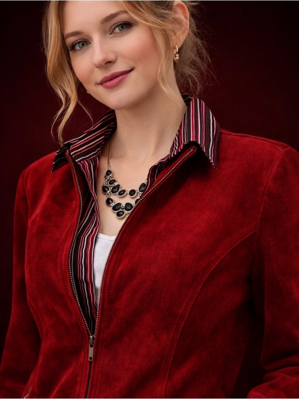 Valerie Stevens Suede Red Leather Jacket
